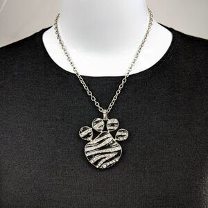 Pretty Metal and Black Animal Paw Necklace